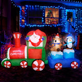 Inflable Navideño Papa Noel en Tren con Luces LED – 2.2 Metros de Magia y Alegría