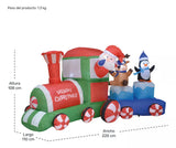 Inflable Navideño Papa Noel en Tren con Luces LED – 2.2 Metros de Magia y Alegría