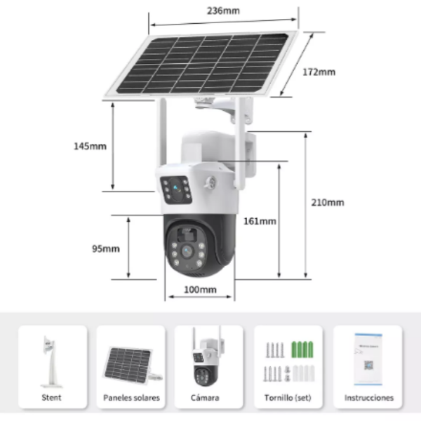 Cámara WiFi Solar de Seguridad con Doble Lente Inteligente