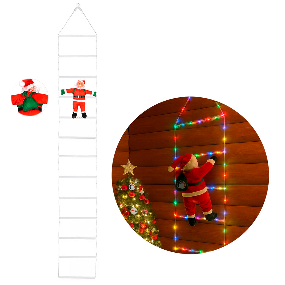 PAPA NOEL CON ESCALERA LUCES