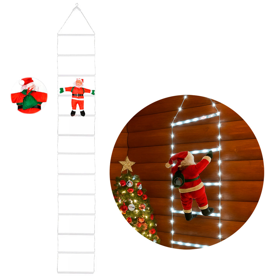 PAPA NOEL CON ESCALERA LUCES