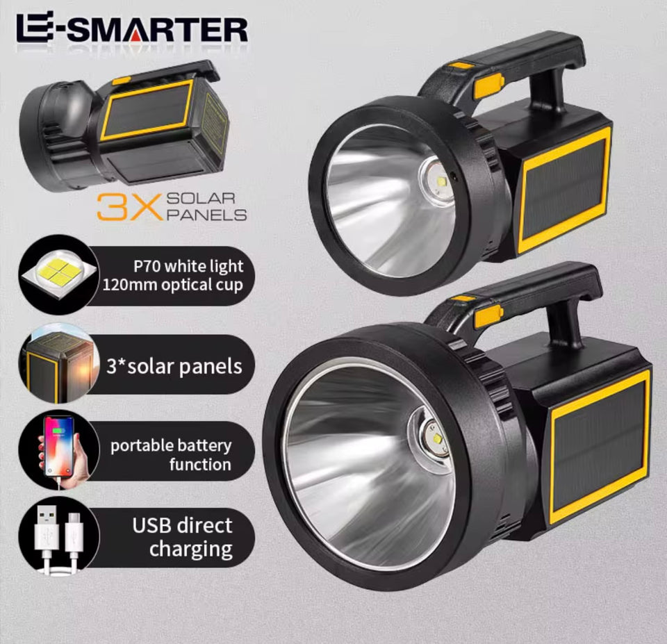 Linterna LED Recargable con Carga Solar