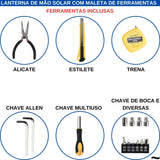 Linterna Multifuncional 3 en 1 con Lámpara Solar y Kit de Herramientas
