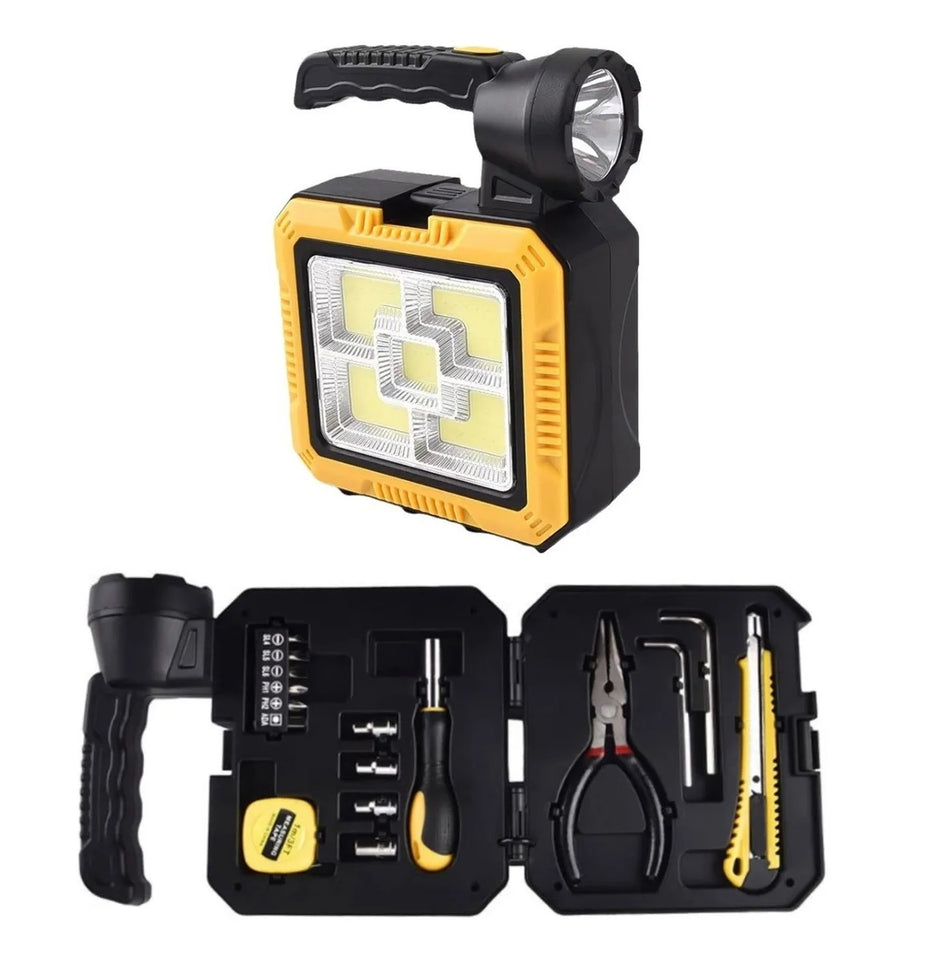 Linterna Multifuncional 3 en 1 con Lámpara Solar y Kit de Herramientas