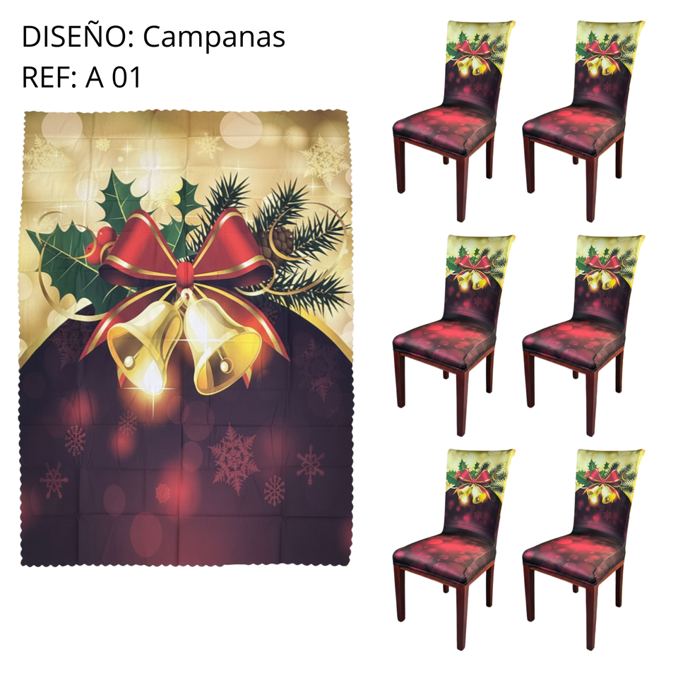SET MANTEL +  6 FUNDAS  SILLA NAVIDEÑAS