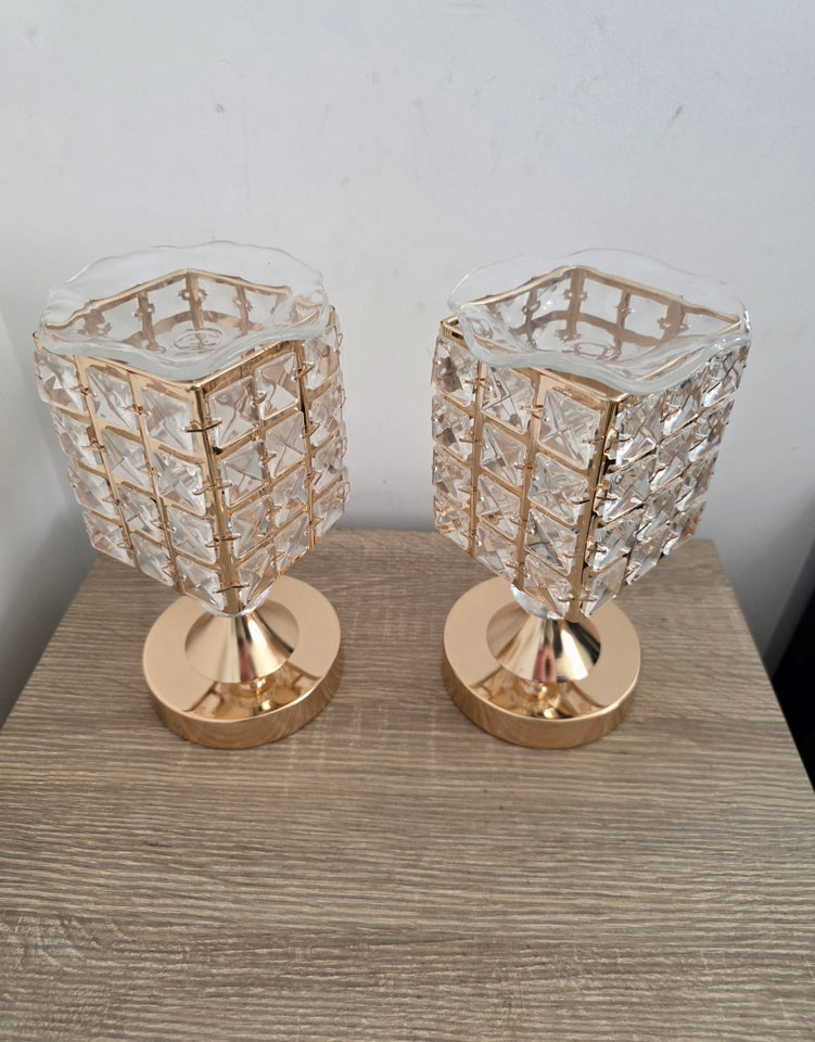 ✨ Lámparas de Mesa con Pebetero Doradas x2