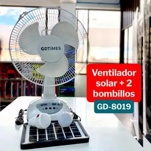 ☀️ Ventilador Solar con 2 Bombillos LED